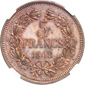 IIe République (1848-1852). Essai de 5 francs par Gayrard, concours de 1848, 1848, Paris.