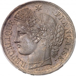 IIe République (1848-1852). Épreuve en bronze de 5 francs Cérès, tranche en relief 1849, A, Paris.