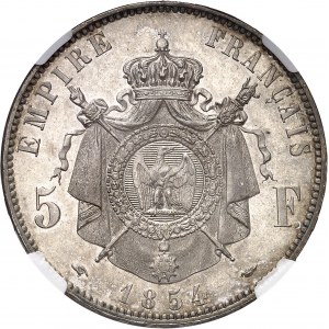 Second Empire / Napoléon III (1852-1870). 5 francs tête nue 1854, A, Paris.