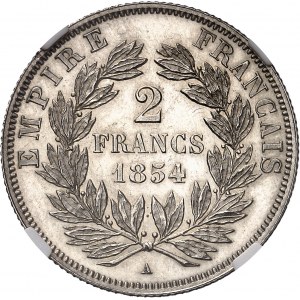 Second Empire / Napoléon III (1852-1870). 2 francs tête nue, Flan bruni (PROOF) 1854, A, Paris.