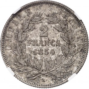 Second Empire / Napoléon III (1852-1870). 2 francs tête nue 1854, A, Paris.
