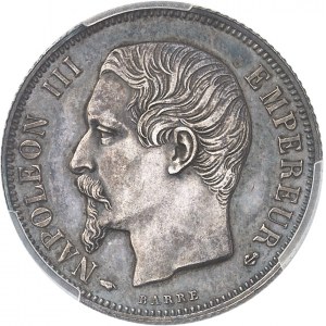 Second Empire / Napoléon III (1852-1870). 1 franc tête nue, Flan bruni (PROOF) 1856, A, Paris.
