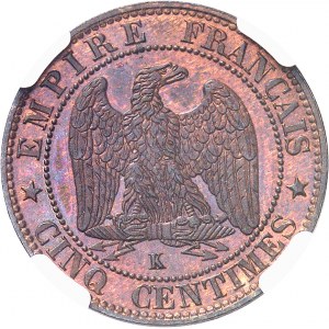 Second Empire / Napoléon III (1852-1870). 5 centimes tête nue 1853, K, Bordeaux.