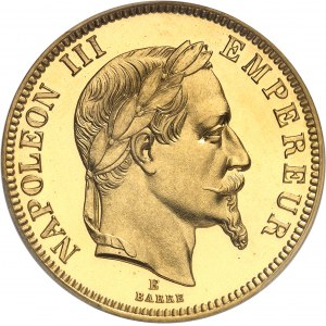 Second Empire / Napoléon III (1852-1870). Essai de 100 francs tête laurée, frappe spéciale 1862, E, Paris.
