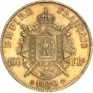 Second Empire / Napoléon III (1852-1870). 100 francs tête laurée 1870, A, Paris.