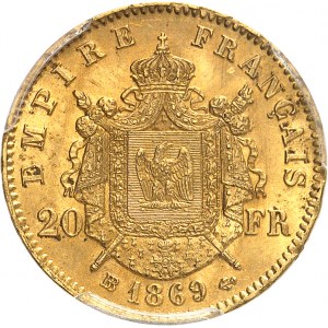 Second Empire / Napoléon III (1852-1870). 20 francs tête laurée, grand BB 1869, BB, Strasbourg.