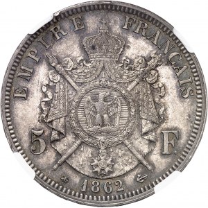 Second Empire / Napoléon III (1852-1870). 5 francs tête laurée 1862, A, Paris.