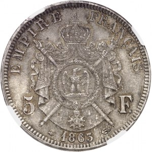 Second Empire / Napoléon III (1852-1870). 5 francs tête laurée 1863, A, Paris.