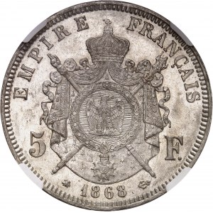 Second Empire / Napoléon III (1852-1870). 5 francs tête laurée 1868, A, Paris.