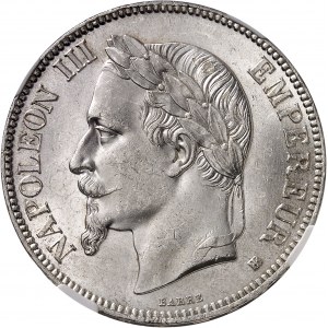 Second Empire / Napoléon III (1852-1870). 5 francs tête laurée 1868, BB, Strasbourg.