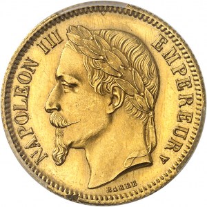 Second Empire / Napoléon III (1852-1870). Épreuve de 1 franc tête laurée en Or, frappe de présentation 1867, A, Paris.