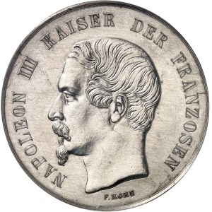 Second Empire / Napoléon III (1852-1870). Double thaler ou module de 2 thalers en platine, hommage de Ferdinand Korn ND (c.1860), Francfort-sur-le-Main.