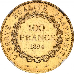 IIIe République (1870-1940). 100 francs Génie, aspect Flan bruni (PROOFLIKE) 1894, A, Paris.