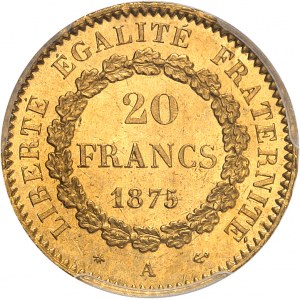 IIIe République (1870-1940). 20 francs Génie 1875, A, Paris.