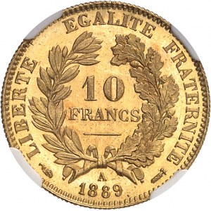 IIIe République (1870-1940). 10 francs Cérès, Flan bruni (PROOF) 1889, A, Paris.