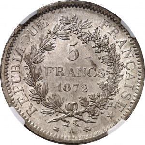 IIIe République (1870-1940). 5 francs Hercule 1872, A, Paris.