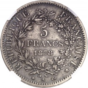 IIIe République (1870-1940). 5 francs Hercule 1878, A, Paris.
