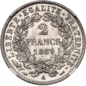 IIIe République (1870-1940). 2 francs Cérès, Flan bruni (PROOF) 1889, A, Paris.