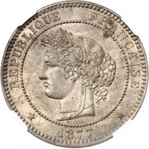 IIIe République (1870-1940). Épreuve de 10 centimes Cérès en maillechort 1877, K, Bordeaux.