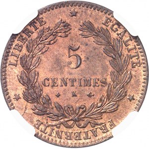 IIIe République (1870-1940). 5 centimes Cérès 1878, K, Bordeaux.