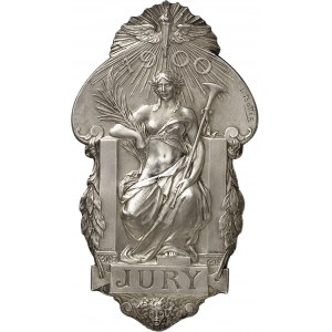 IIIe République (1870-1940). Plaquette uniface en bronze argenté de Jury pour l’Exposition Internationale de Paris 1900, Paris (Christofle).