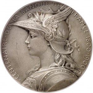 IIIe République (1870-1940). Médaille, centenaire de la Banque de France par O. Roty 1900, Paris.
