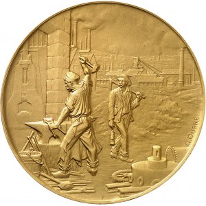 IIIe République (1870-1940). Grande médaille d’honneur en Or de la Société de l’industrie minérale, à l’ingénieur Jacques Taffanel, flan mat, par G. Dupré ND (1911), Paris.