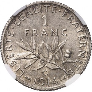 IIIe République (1870-1940). 1 franc Semeuse 1914, C, Castelsarrasin.