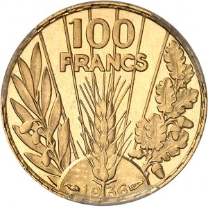 IIIe République (1870-1940). 100 francs Bazor, Flan bruni (PROOF) 1936, Paris.