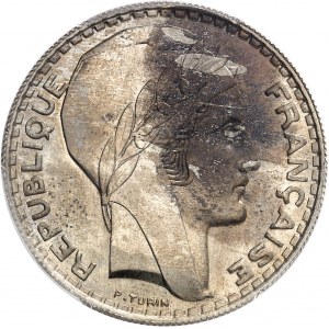 IIIe République (1870-1940). Essai de 20 francs Turin en cupro-nickel, tranche cannelée 1939, Paris.