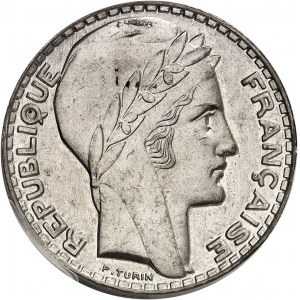 IIIe République (1870-1940). Essai-piéfort de 10 francs Turin 1929, Paris.