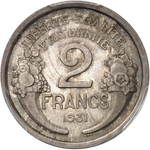 IIIe République (1870-1940). Présérie de 2 francs Morlon, sans différents, en argent 1931, Paris.