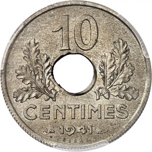 État Français (1940-1944). Essai de 10 centimes en maillechort 1941, Paris.