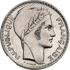 Gouvernement provisoire de la République française (1944-1946). Essai-piéfort de 10 francs Turin, grosse tête 1946, Paris.