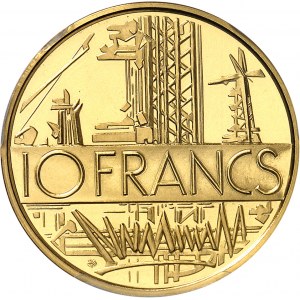 Ve République (1958 à nos jours). Piéfort de 10 francs Mathieu, Flan bruni (PROOF) 1974, Paris.