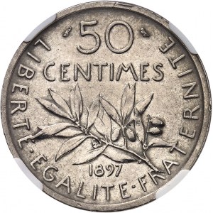 Ve République (1958 à nos jours). Épreuve au module de 5 francs Semeuse, au revers de 50 centimes Semeuse 1897 (1959), Paris.
