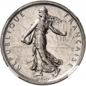 Ve République (1958 à nos jours). Présérie de 5 francs Semeuse en argent 1959, Paris.