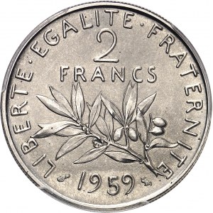 Ve République (1958 à nos jours). Essai de 2 francs Semeuse 1959, Paris.