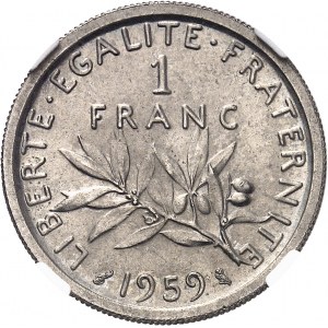 Ve République (1958 à nos jours). Présérie de 1 franc Semeuse avec les listels larges 1959, Paris.