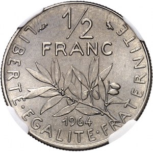 Ve République (1958 à nos jours). Présérie de 1/2 franc Semeuse avec différents, petit module 1964, Paris.