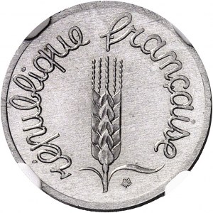 Ve République (1958 à nos jours). Présérie de 5 centimes Épi en acier, listels larges et petit module 1960, Paris.