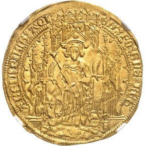 Aquitaine, Édouard IV, le Prince Noir (1362-1372). Pavillon d’or ou noble guyennois à la rose, 1ère émission ND (1362-1372), BRI, Bergerac.