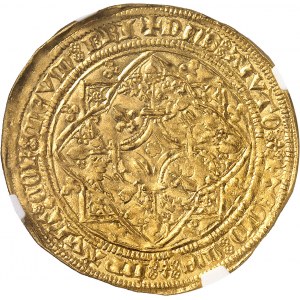 Aquitaine, Édouard IV, le Prince Noir (1362-1372). Pavillon d’or ou noble guyennois à la rose, 1ère émission ND (1362-1372), BRI, Bergerac.