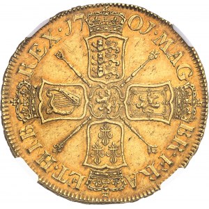 Guillaume III (1694-1702). 5 guinées, 2e buste 1701, Londres.