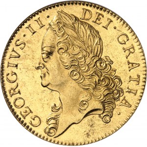 Georges II (1727-1760). 5 guinées, tête âgée 1748, Londres.