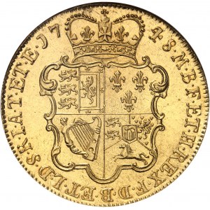 Georges II (1727-1760). 5 guinées, tête âgée 1748, Londres.