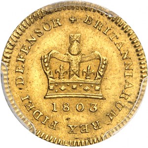 Georges III (1760-1820). Tiers de guinée 1803, Londres.
