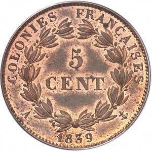 Louis-Philippe Ier (1830-1848). 5 centimes, Flan bruni (PROOF) 1839, A, Paris.