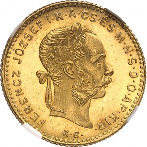 François-Joseph Ier (1848-1916). 10 francs / 4 forint, aux armes de Fiume 1892, KB, Kremnitz (Körmöcbánya).