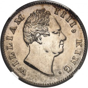 Guillaume IV (1830-1837). Demi-roupie, refrappe, aspect Flan bruni (PROOFLIKE) 1835 (C), Calcutta.
